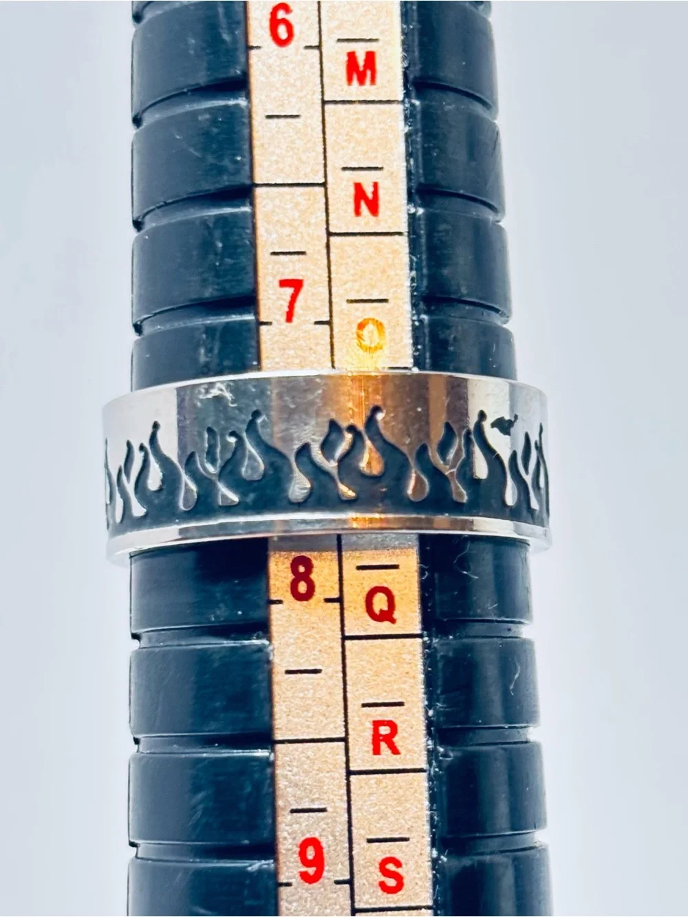 Men's Stainless Steel Black Flame Band Ring
